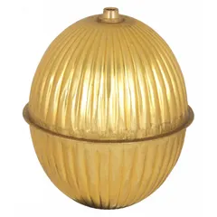 Copper threaded float with 3/8"-16 UNC internal thread connection. Used in liquid level control applications where a buoyant, corrosion-resistant float activates mechanical switches or valves in tanks and reservoirs.