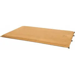 This self-inflating sleeping pad is constructed of polyester and measures 51 inches wide by 77 inches long with a 3-inch thickness. It includes a carry bag for transport and storage. Suitable for use on camping cots or directly on the ground to provide cushioned insulation during outdoor rest.