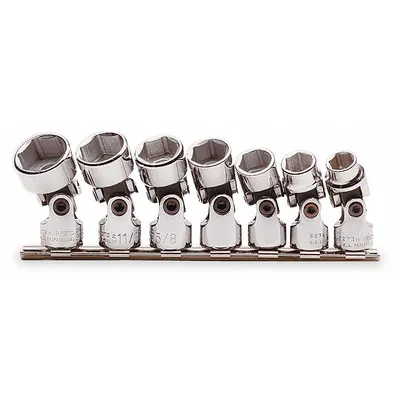 PROTO Socket Set: SAE, 7 Pieces, (7) 6-Point, 3/8 in Drive Size - SAE Flex Socket Sets
