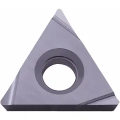 This triangle (T) indexable turning insert is made of PVD carbide. It is used for turning, facing, and profiling operations on CNC lathes in general machining applications.