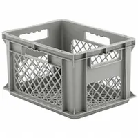 SSI SCHAEFER Straight Wall Tote: 5.2 gal, 15 3/4 in x 11 7/8 in x 8 3/4 in, Stacking Capable, Gray (MPN EF4223.GY1)