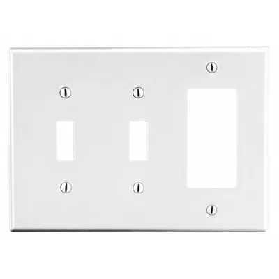 HUBBELL Wall Plate: Combo, 3 Gang, White - Combination Wall Plates
