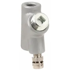 Iron vertical sealing fitting with 1/2 in FNPT x 1/2 in MNPT threaded connections. UL 886 listed for hazardous locations Class I, Division 1 and 2, Groups B, C, D. Used to seal conduit systems in areas where explosive gases or vapors may be present.