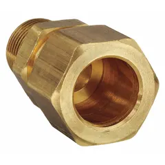 Brass compression fitting with standard sleeve, 5/16 in OD tube size and 1/8 in male NPT thread. Compression x MNPT configuration for connecting tubing to threaded ports. Suitable for fluid and pneumatic systems requiring leak-resistant joints without soldering or flaring. Sold in a pack of 10.