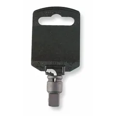 This 1/4" drive impact socket adapter features a manganese phosphate finish and a square drive configuration. It includes a locking mechanism for secure socket retention. Commonly used with impact wrenches or drivers in automotive repair, industrial assembly, and maintenance tasks.