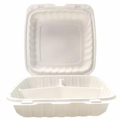 OEM Disposable Carry-Out Food Container: Plastic - Mineral-Filled Polypropylene Hinged-Lid Containers
