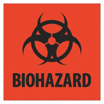 TAPE LOGIC Biohazard Label: Biohazard, 2 in x 2 in - Shipping & Receiving Message Labels