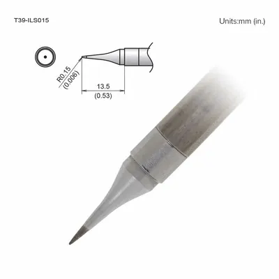 HAKKO T39 Series Soldering Tip, Conical, 0.15 mm W, 13.5 mm Lg, T39-ILS015 - T39 Series Soldering Tips