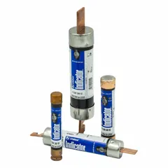 Class RK5 time-delay blade fuse from the FLSR-ID Series, rated 250 A, 600 V AC and 300 V DC. Features an indicating function for visual identification of a blown fuse. Suitable for overcurrent protection in motor circuits, feeders, and branch circuits.