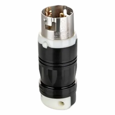 LEVITON Locking Plug: Non-NEMA, Black/White, 125V AC, 50 A, 2 Pole - General Purpose Plugs