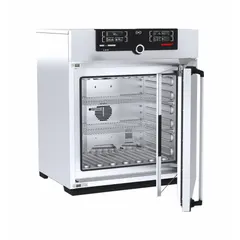Stability test chamber with 3.8 cu ft capacity, operating at 230V AC. Maintains temperature accuracy tolerance of +/-0.1°C and humidity range from 10% to 90%. External dimensions: 21 7/8 in x 29 1/4 in x 34 in. Used for controlled environmental testing such as stability studies and shelf-life testing.