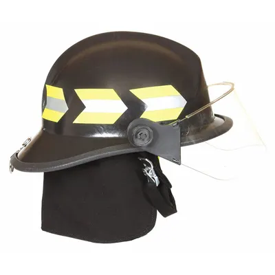 FIRE-DEX Fire Helmet: White, Fiberglass, Modern Rear Brim, Chin Strap