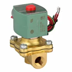 This 2-way, 2-position normally closed solenoid valve features a 3/8 in pipe size and 24V DC operation. The watertight coil enclosure allows use in damp or washdown environments. Designed for high-flow applications, it is suitable for on/off control of compatible liquids or gases in industrial process, irrigation, or automated fluid handling systems.