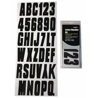 Letter and Number Label Set: 3 in Character Ht, Indoor/Outdoor, Non-Reflective, Proprietary, Black (MPN GBLK350EC)