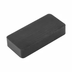 Rectangular ceramic block magnet with a length of 1-7/8 in, thickness of 0.375 in, and maximum pull force of 5.5 lbf. Suitable for holding, positioning, and light-duty lifting in industrial fixtures, jigs, and material handling applications.