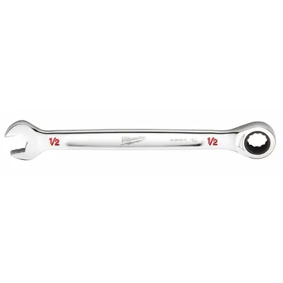 MILWAUKEE SAE 12-Point Ratcheting Combination Wrench, 1/2 in, Chrome - SAE 12-Point Ratcheting Combination Wrenches