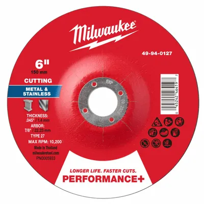 MILWAUKEE 49-94-0127 Type 27 Cut-Off Wheel - General Purpose Cut-Off Wheels for Carbon & Stainless Steel