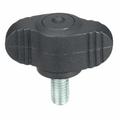 KIPP Hand Knob: Wing, Plastic w/ Steel Thread, M5 Thread, 10 mm Thread Lg - Wing Knobs with Threaded Stud