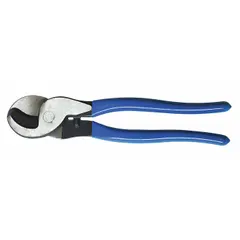 This straight cable cutter is designed for cutting aluminum electric cable up to 3/8 in maximum diameter. The plastic handle provides a comfortable grip during use. Suitable for electrical and data cable installation and maintenance tasks.