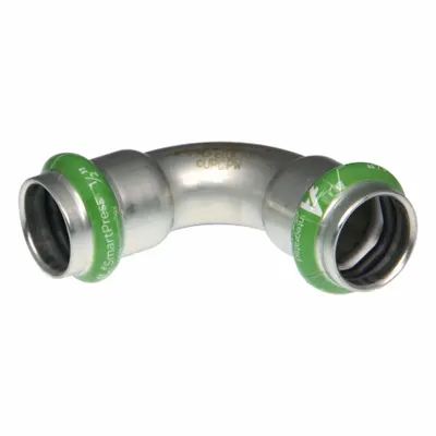 APOLLO Crimp Elbow Fitting: 3/4 in Pipe x 3/4 in Pipe Size, Press-fit x Press-fit - Potable Water Stainless Steel Press Fittings