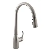 KOHLER Gooseneck Pull Out Kitchen Faucet: Simplice, Brass, Single-Post, Deck, 1 Mounting Holes (MPN K-596-VS)