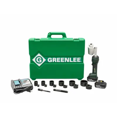 GREENLEE Knockout Tool Kit: 18V DC, 4 in Punching Capacity (Steel) - Greenlee Cordless Knockout Punches
