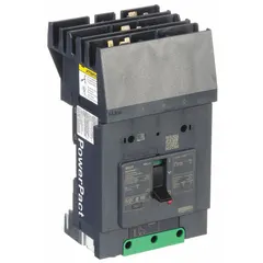 3-pole B-Frame molded case circuit breaker rated 25 A, 525V AC, with a maximum interrupting rating of 25kA at 277/408V AC. Features fixed instantaneous trip, ABC phase connection, and I-Line ON End terminal connection. Used for overcurrent protection in branch circuits within industrial power distribution panels.