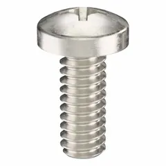 These pan head machine screws feature a #3-48 thread size and 1/4 in length, made from 316 stainless steel with a plain finish. They have a Phillips drive (size #1) and are sold in a 100-pack. Commonly used in precision assemblies, electrical enclosures, and light machinery where corrosion resistance is required.