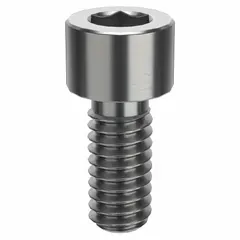 This inch-system socket head cap screw features #8-32 thread size and 3/8 in length, made from 316 stainless steel with H5 tolerance. It has a plain finish, right-hand thread, and 9/64 in drive size. Commonly used in machinery, equipment, and structural assemblies requiring corrosion resistance.