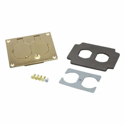 WIREMOLD Floor Box Cover: Rectangular, Gold, Brass, Brushed - Brass Electrical Floor Box Covers