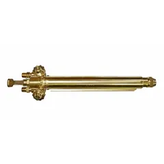Victor-style machine cutting torch with a 10-inch length and 90° head, designed for use with two hoses. Suitable for automated or mechanized cutting systems in metal fabrication and heavy manufacturing.