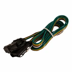 Plastic 4-way trailer connector with 16 ga wire gauge for vehicle and trailer electrical connections. Used in fleet maintenance, agricultural, and utility applications to enable lighting and signal functions between towing vehicles and trailers.