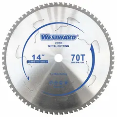 Circular saw blade designed for cutting thin metal and general steel applications. Features 70 teeth, a 0.09-inch cut width, and a 1-inch arbor size. Suitable for use in fabrication, construction, and metalworking shops requiring precise cuts in sheet metal or light-gauge steel.