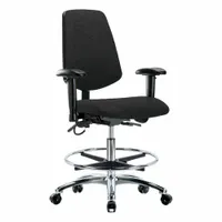 ESD Task Chair: Fabric, Arms Included, Ht Range 21 1/2 in to 29 in, 18 1/2 in Seat Wd, 17 in Seat Dp (MPN BR-ESD-FMBCH-MB-CR-T0-A1-CF-EC-ESDBLK)