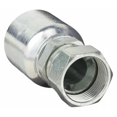 Steel straight fitting with JIC female x genderless crimp connection. For -16 hose dash size, thread size 1-5/8"-12. Used in hydraulic systems to connect hose to JIC ports.