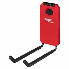Straight hook accessory for PACKOUT modular storage system. Constructed of metal and polymer with black/red finish. Provides a secure hanging point for tools, cords, or equipment in workshop, construction, and industrial environments.