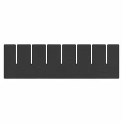 This black conductive plastic divider measures 9 inches by 3 inches. It is designed for use in ESD divider boxes to organize and separate components while dissipating static charges. Compatible with manufacturer model number DG91035CO.