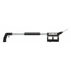 This marking wand is constructed of aluminum and has an overall length of 33 5/8 inches. It is designed for use with aerosol cans to apply striping lines on floors, parking lots, and warehouse aisles.