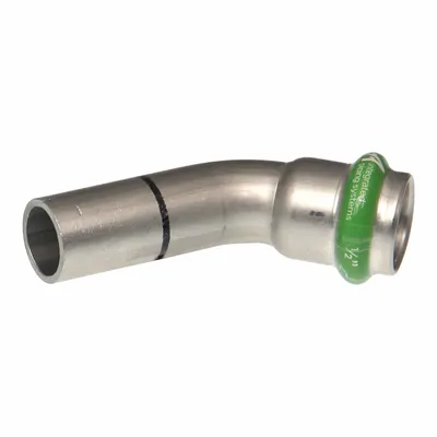 APOLLO Crimp Elbow Fitting: 1 in Pipe x 1 in Pipe Size, Press-fit x FTG, EPDM - Potable Water Stainless Steel Press Fittings
