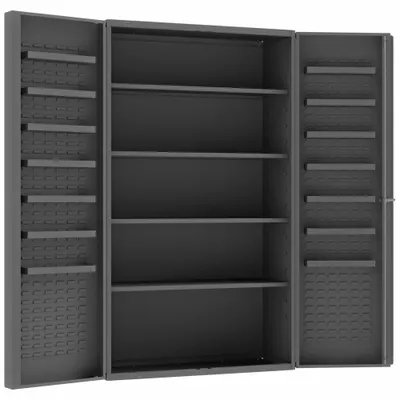 DURHAM MFG Customizable Bin Cabinet with Shelves, 48x24x84 in, Gray, Keyed Lock - Customizable Bin Cabinets with Shelves