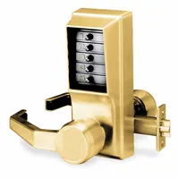 Brass mechanical push button lockset with no key override. Designed for keyless access control in commercial and institutional settings such as offices, schools, and hospitals. ADA compliant for barrier-free operation