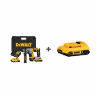 DEWALT Rotary Hammer: D-Handle, 20V DC, 2.0Ah, 1.4 Joules, Brushless Motor (MPN DCH172D2/DCB203)