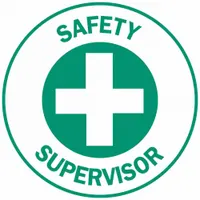 Hard Hat Label: Safety Supervisor, 2 in Dia, English, Non-Reflective, 4 Labels, Circle, Std, 4 PK (MPN 49564)