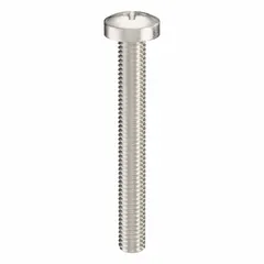 Pan head machine screws with M6x1.00 thread, 50 mm length, made from 18-8 stainless steel with a plain finish. Phillips drive with #3 drive size. Supplied in a 25-pack. Suitable for general fastening applications in machinery, equipment assembly, and structural connections.