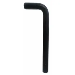This L-shaped hex key is made of alloy steel with a black oxide finish. It has a 7/16 in SAE tip size and a short length, with two tips. The L-shaped design is used for turning hex socket screws and bolts in assembly, maintenance, and repair tasks.