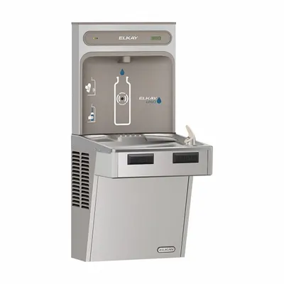 ELKAY Drinking Fountain with Bottle Filler: On-Wall, Non-Refrigerated, Touchless Sensor - On-Wall Single Drinking Fountains with Bottle Fillers