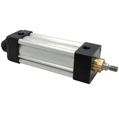 This Parker basic mount compact cylinder features a 1 1/2 in bore and 4 in stroke, with threaded hole mounting. Constructed of aluminum, it is part of the LP series and includes a rotating rod for applications requiring combined linear and rotary motion. Suitable for use in confined spaces within industrial automation and material handling systems.