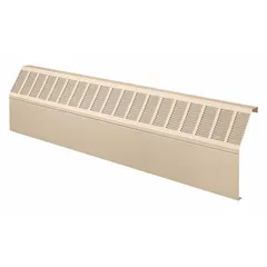Steel cabinet for enclosing double-row hydronic baseboard heating elements. Beige finish, 72 in length, 20 in height, 5-5/16 in depth. Includes two mounting brackets. Suitable for use in hydronic heating systems to cover and protect heating coils.