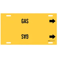 Pipe Marker: Gas, Yellow, Black, Fits 6 to 7 7/8 in Pipe O.D., 1 Pipe Markers, With Arrows (MPN 4067-F)