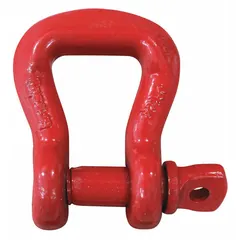 Sling shackle for lifting applications, compatible with sling widths from 11 to 12 inches. Working load limit of 70,000 lb. Red body color. Used in rigging and material handling to connect slings to loads or lifting hardware.
